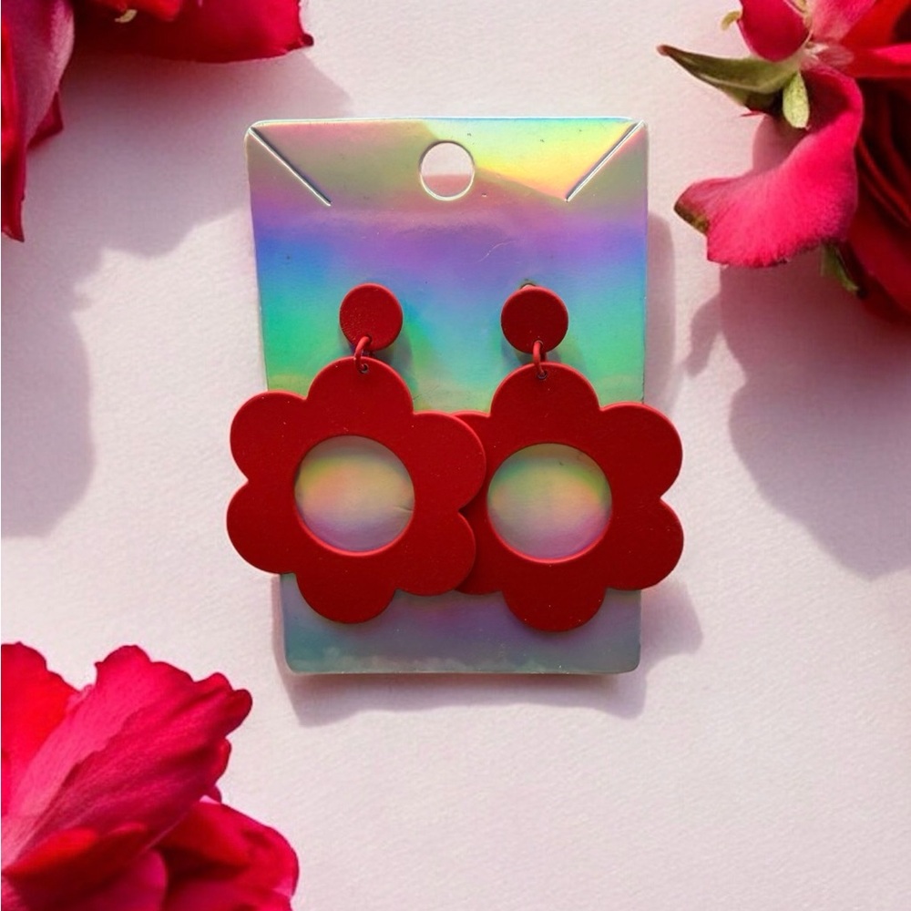 Red Flower Earrings